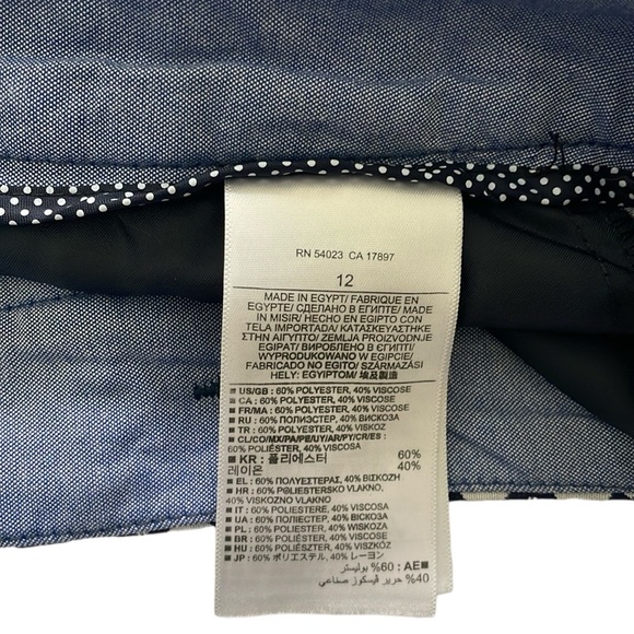 Banana Republic Hampton Fit NWOT Navy Blue & White Polka Dot Shorts, Size 12 - Picture 10 of 15